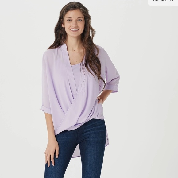 Lisa Rinna Collection Tops - NEW - LISA RINNA TWIST FRONT TOP WITH CAMI - SMALL - ORCHID PETAL